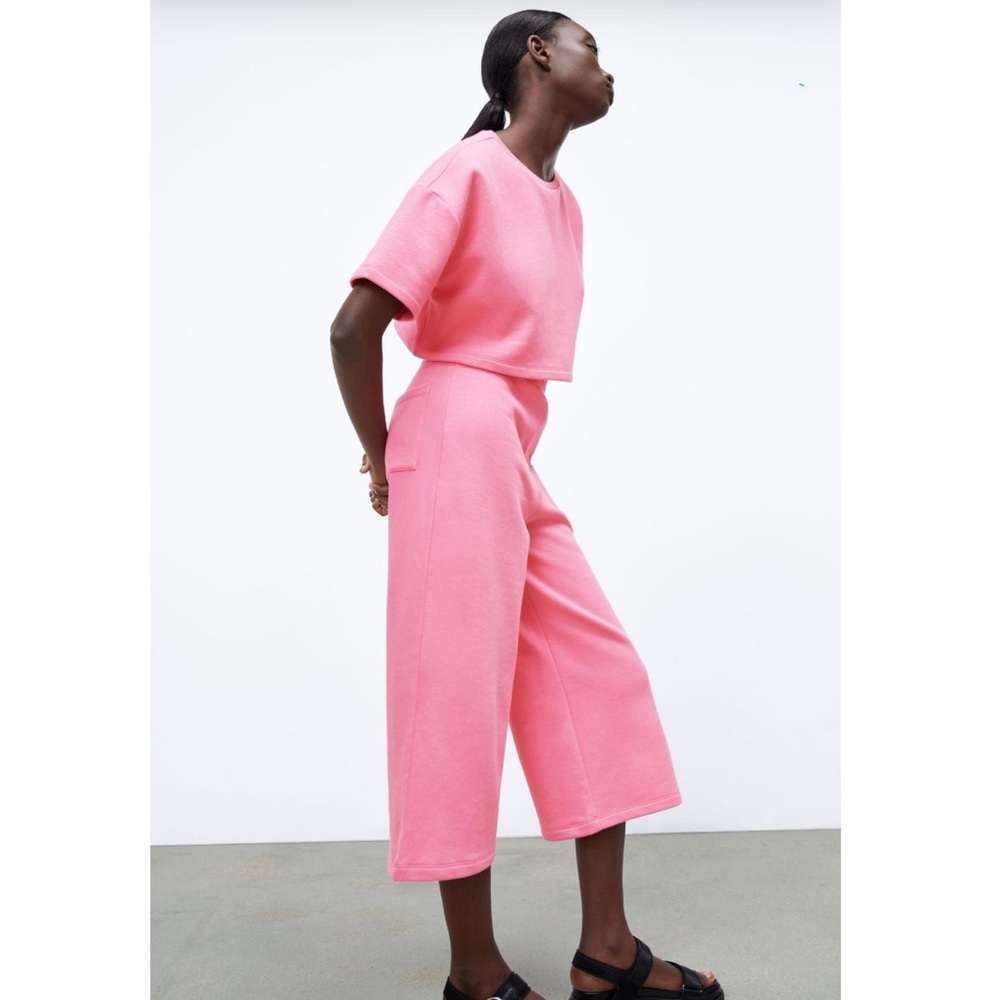 NWOT Zara Pink Capri Sweatpants Size Large